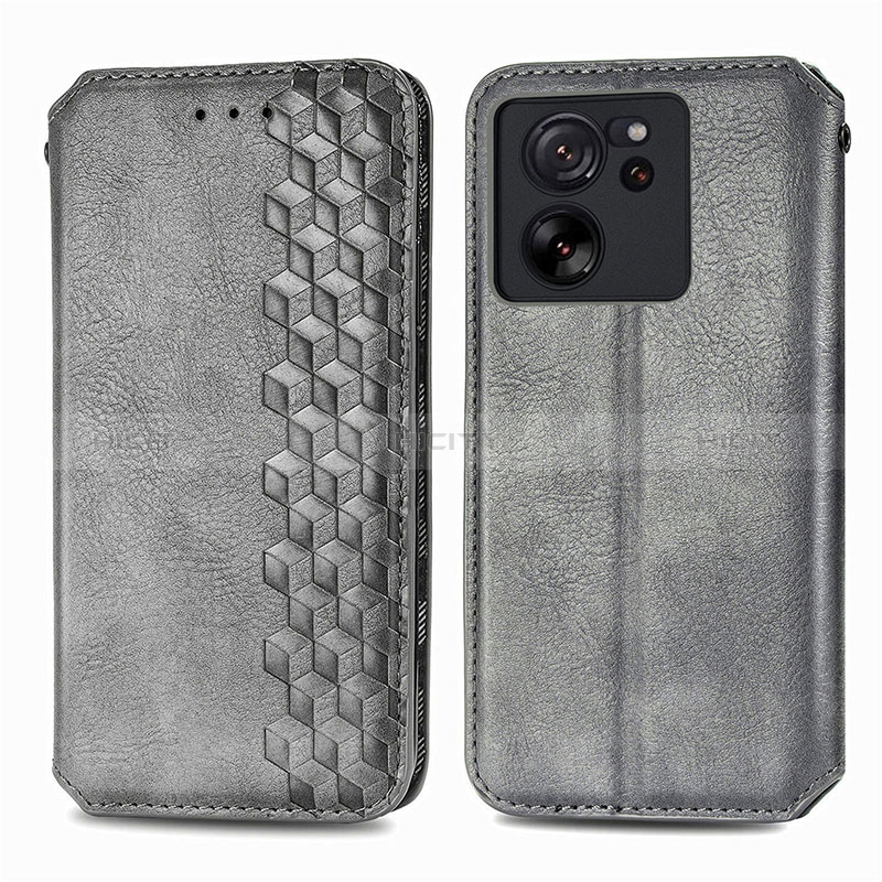 Coque Portefeuille Livre Cuir Etui Clapet S01D pour Xiaomi Mi 13T 5G Gris Plus