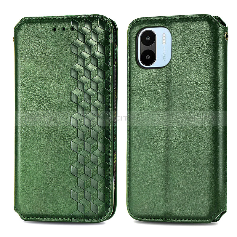 Coque Portefeuille Livre Cuir Etui Clapet S01D pour Xiaomi Poco C50 Vert Plus