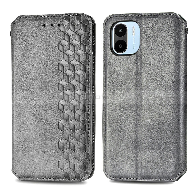 Coque Portefeuille Livre Cuir Etui Clapet S01D pour Xiaomi Poco C51 Gris Plus