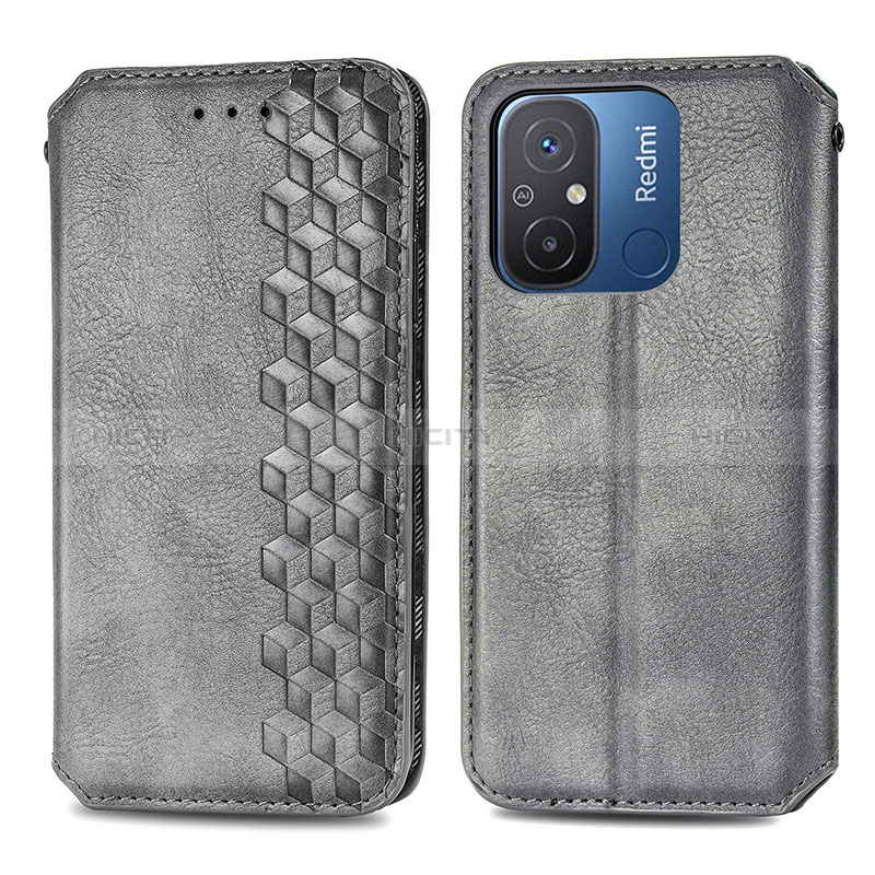 Coque Portefeuille Livre Cuir Etui Clapet S01D pour Xiaomi Poco C55 Gris Plus