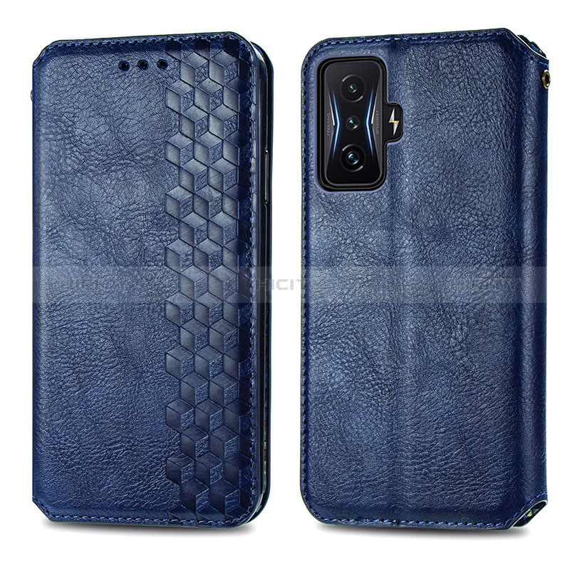 Coque Portefeuille Livre Cuir Etui Clapet S01D pour Xiaomi Poco F4 GT 5G Bleu Plus