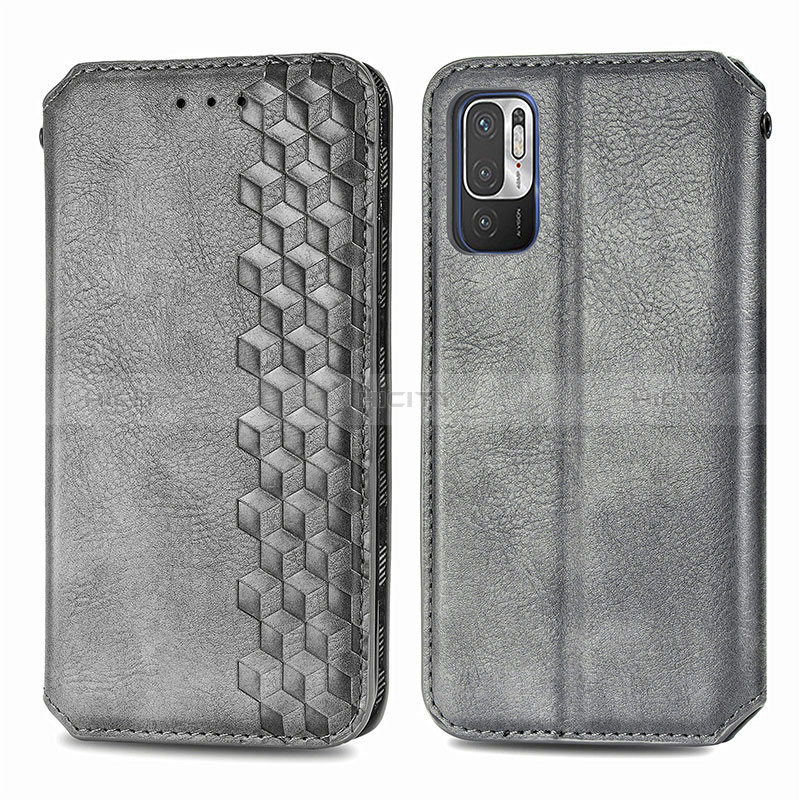 Coque Portefeuille Livre Cuir Etui Clapet S01D pour Xiaomi POCO M3 Pro 5G Gris Plus