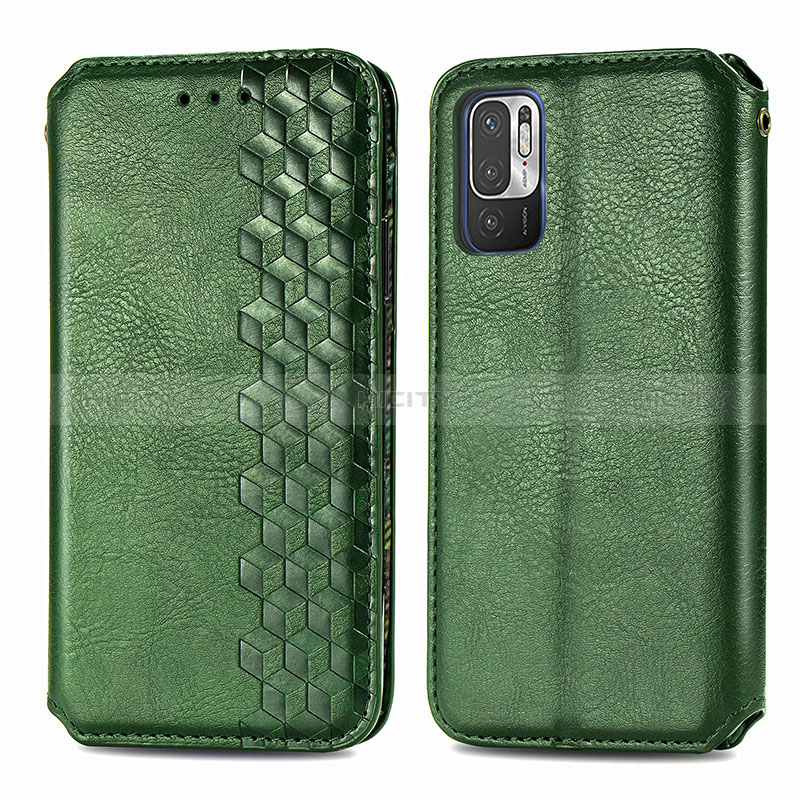 Coque Portefeuille Livre Cuir Etui Clapet S01D pour Xiaomi POCO M3 Pro 5G Vert Plus