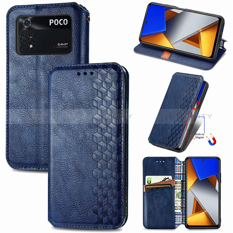 Coque Portefeuille Livre Cuir Etui Clapet S01D pour Xiaomi Poco M4 Pro 4G Plus