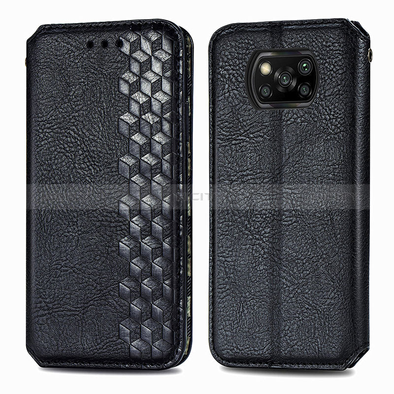 Coque Portefeuille Livre Cuir Etui Clapet S01D pour Xiaomi Poco X3 NFC Noir Plus