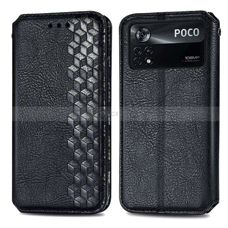 Coque Portefeuille Livre Cuir Etui Clapet S01D pour Xiaomi Poco X4 Pro 5G Noir Plus