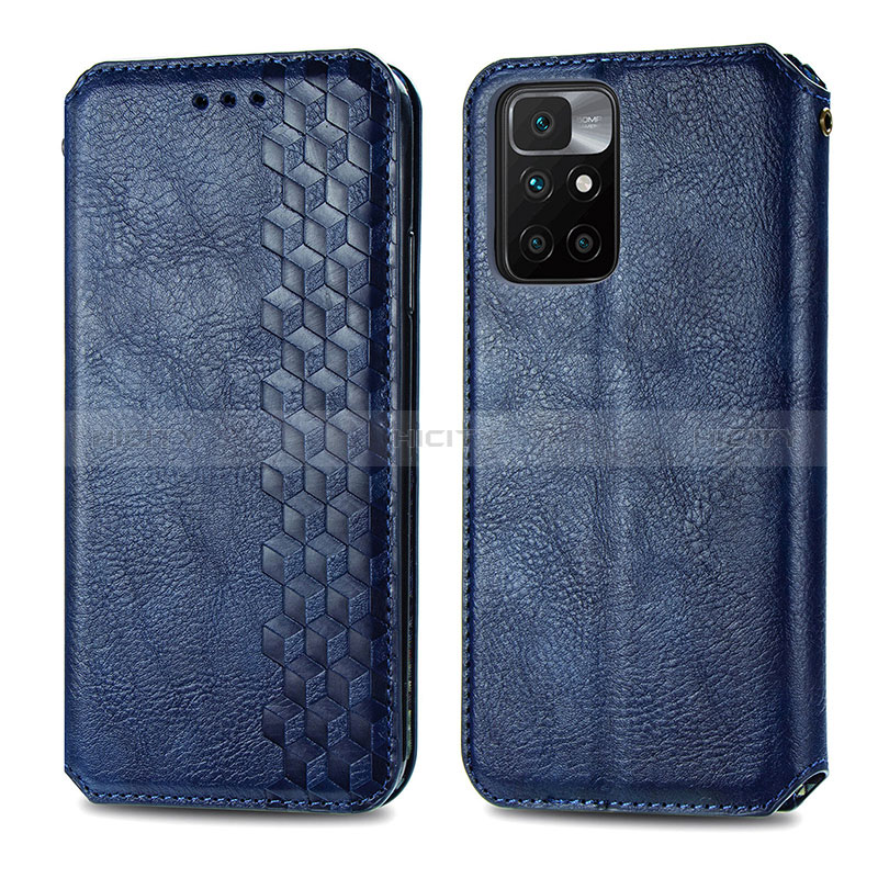 Coque Portefeuille Livre Cuir Etui Clapet S01D pour Xiaomi Redmi 10 4G Bleu Plus