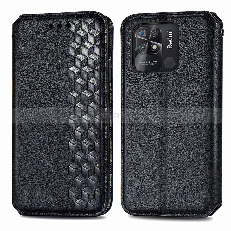 Coque Portefeuille Livre Cuir Etui Clapet S01D pour Xiaomi Redmi 10 Power Noir Plus