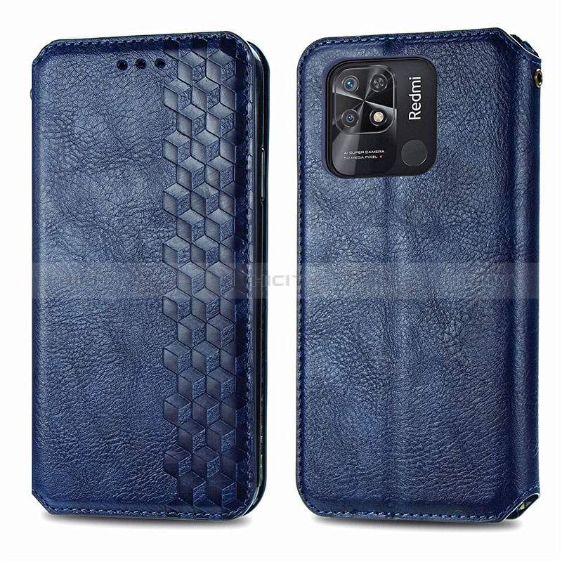 Coque Portefeuille Livre Cuir Etui Clapet S01D pour Xiaomi Redmi 10C 4G Bleu Plus