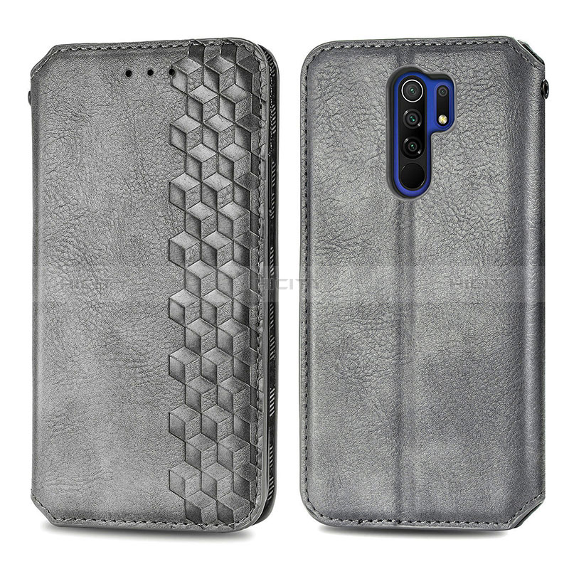 Coque Portefeuille Livre Cuir Etui Clapet S01D pour Xiaomi Redmi 9 Gris Plus