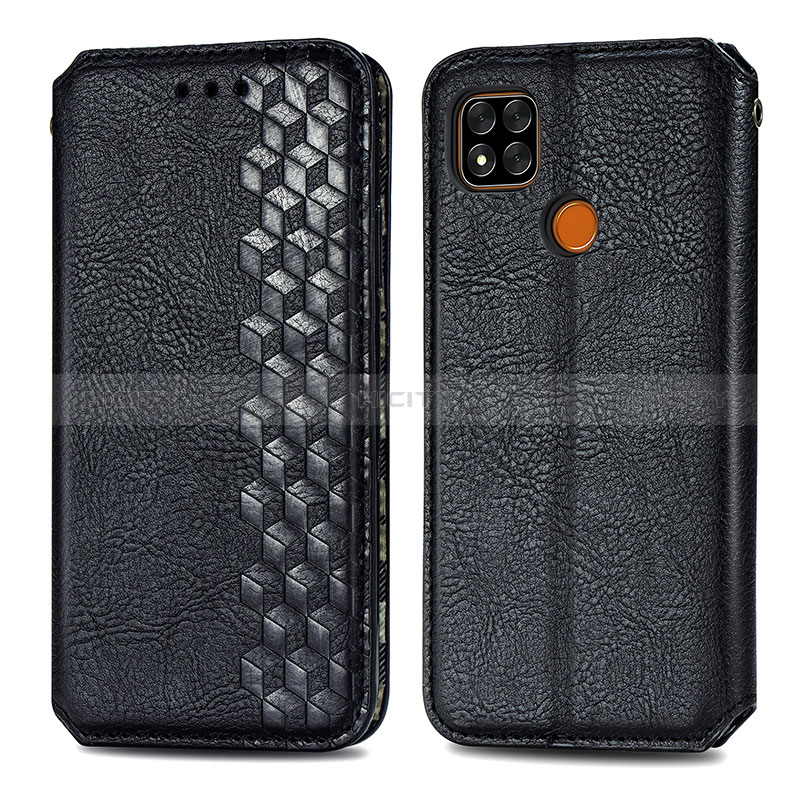 Coque Portefeuille Livre Cuir Etui Clapet S01D pour Xiaomi Redmi 9 India Noir Plus