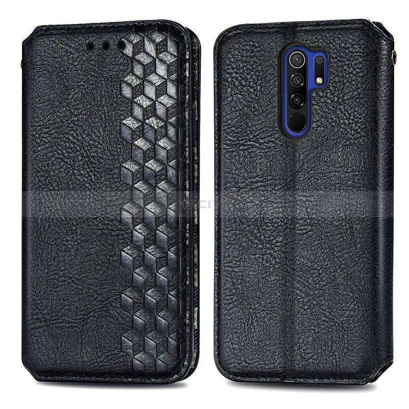 Coque Portefeuille Livre Cuir Etui Clapet S01D pour Xiaomi Redmi 9 Noir Plus