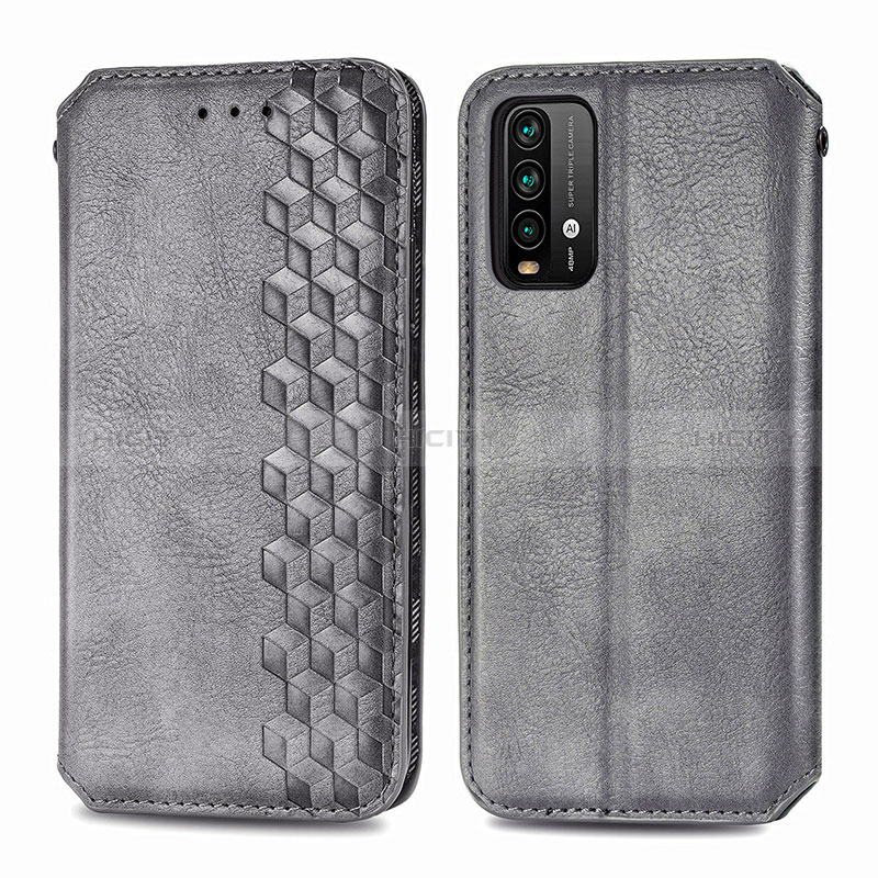 Coque Portefeuille Livre Cuir Etui Clapet S01D pour Xiaomi Redmi 9 Power Gris Plus