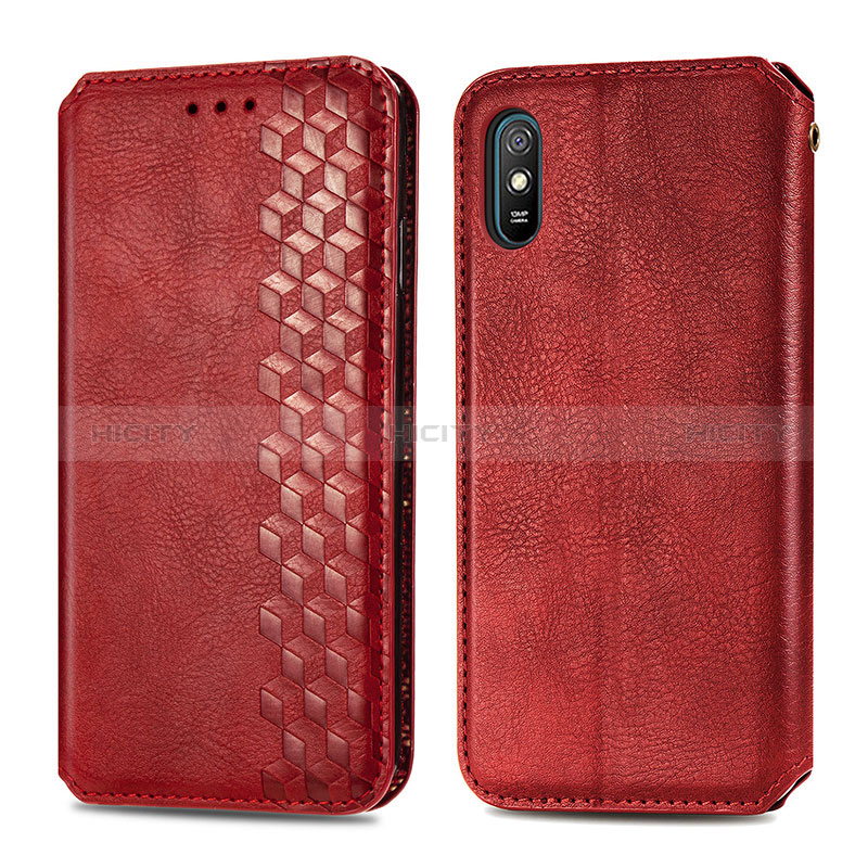 Coque Portefeuille Livre Cuir Etui Clapet S01D pour Xiaomi Redmi 9i Rouge Plus