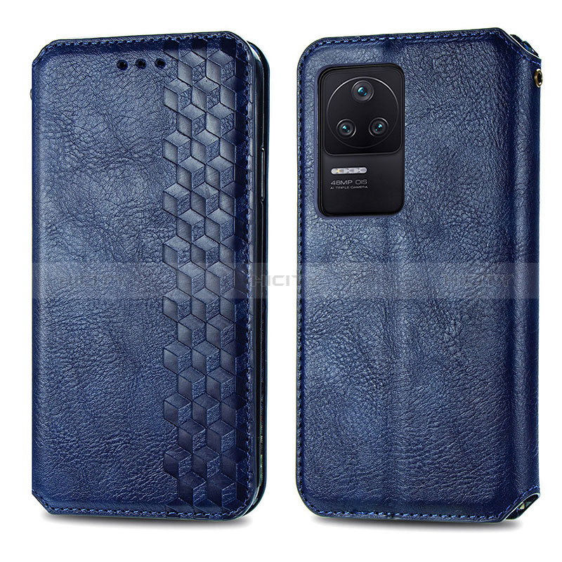 Coque Portefeuille Livre Cuir Etui Clapet S01D pour Xiaomi Redmi K40S 5G Bleu Plus