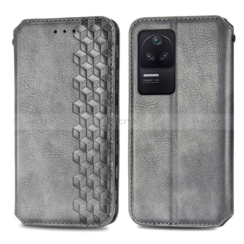 Coque Portefeuille Livre Cuir Etui Clapet S01D pour Xiaomi Redmi K40S 5G Gris Plus