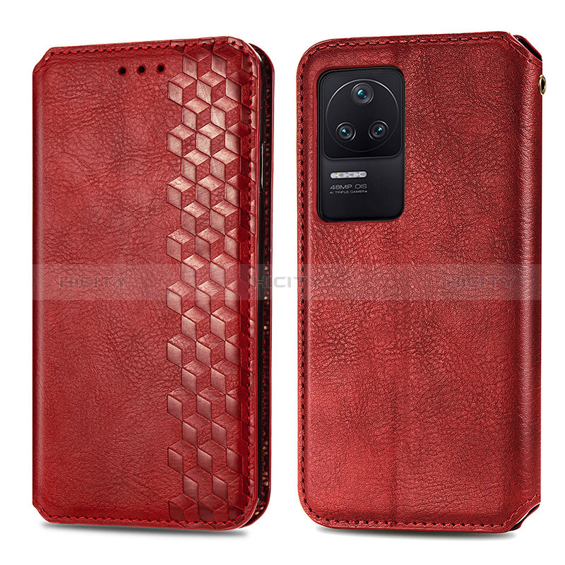 Coque Portefeuille Livre Cuir Etui Clapet S01D pour Xiaomi Redmi K40S 5G Rouge Plus