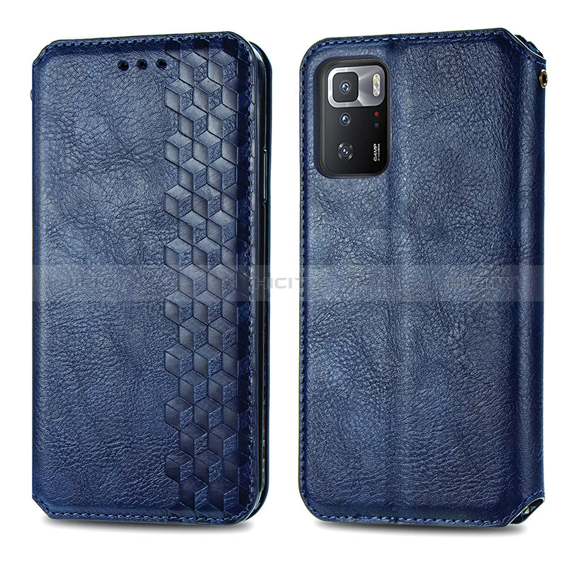 Coque Portefeuille Livre Cuir Etui Clapet S01D pour Xiaomi Redmi Note 10 Pro 5G Bleu Plus