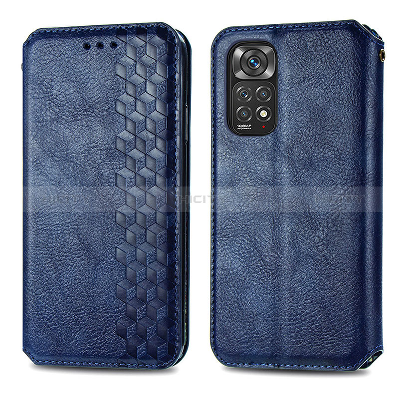 Coque Portefeuille Livre Cuir Etui Clapet S01D pour Xiaomi Redmi Note 11 Pro 4G Bleu Plus