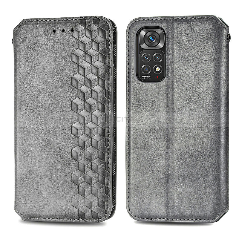 Coque Portefeuille Livre Cuir Etui Clapet S01D pour Xiaomi Redmi Note 11 Pro 5G Gris Plus