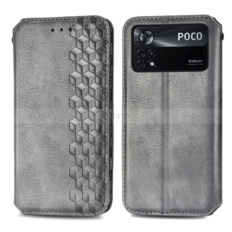 Coque Portefeuille Livre Cuir Etui Clapet S01D pour Xiaomi Redmi Note 11E Pro 5G Gris Plus