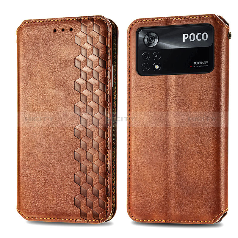 Coque Portefeuille Livre Cuir Etui Clapet S01D pour Xiaomi Redmi Note 11E Pro 5G Marron Plus