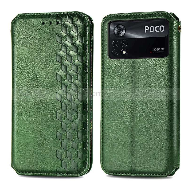 Coque Portefeuille Livre Cuir Etui Clapet S01D pour Xiaomi Redmi Note 11E Pro 5G Vert Plus