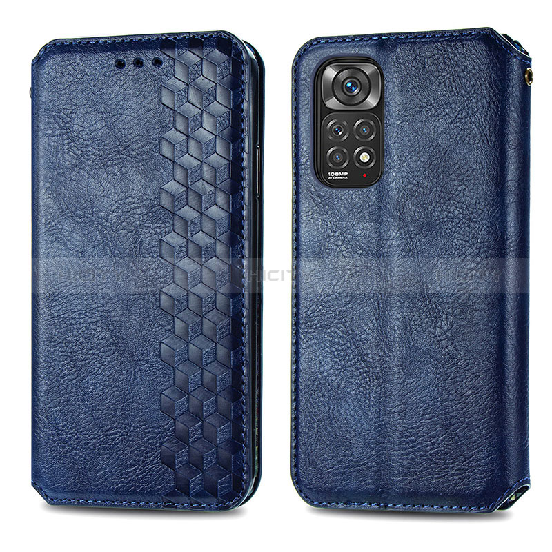 Coque Portefeuille Livre Cuir Etui Clapet S01D pour Xiaomi Redmi Note 11S 4G Bleu Plus