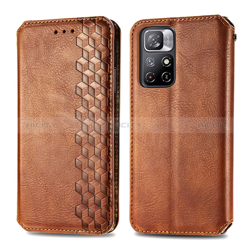 Coque Portefeuille Livre Cuir Etui Clapet S01D pour Xiaomi Redmi Note 11S 5G Marron Plus