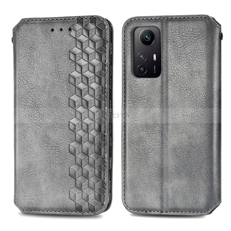 Coque Portefeuille Livre Cuir Etui Clapet S01D pour Xiaomi Redmi Note 12S Gris Plus