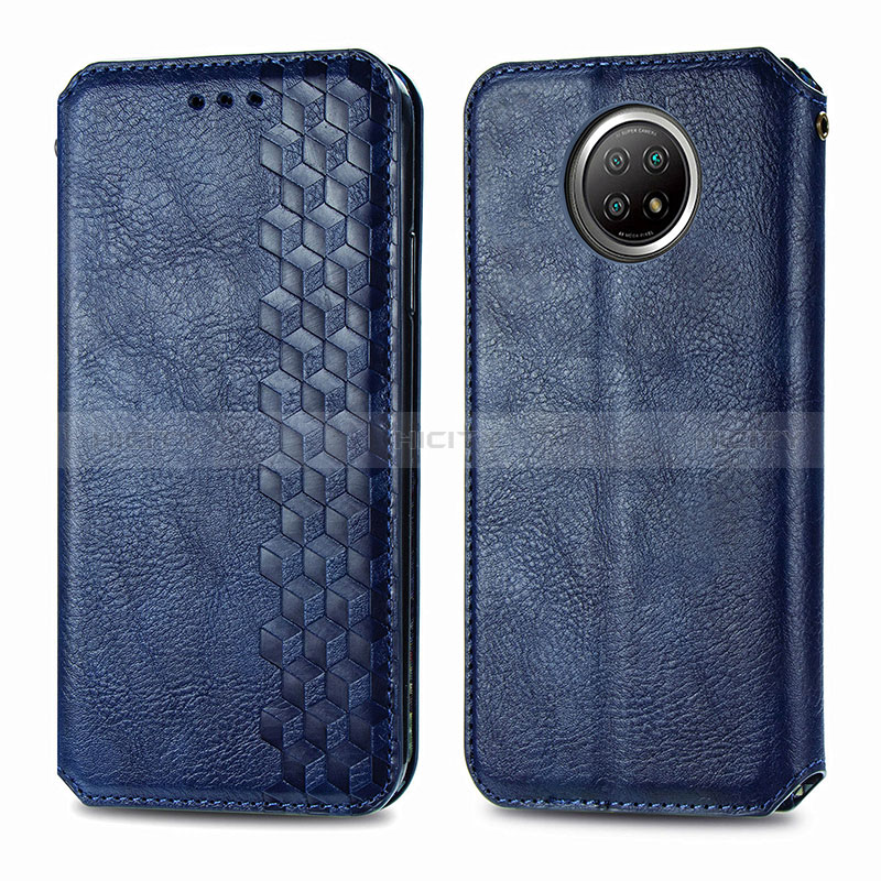 Coque Portefeuille Livre Cuir Etui Clapet S01D pour Xiaomi Redmi Note 9 5G Bleu Plus