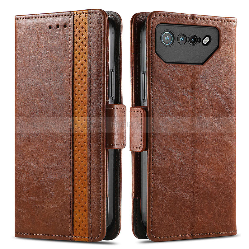 Coque Portefeuille Livre Cuir Etui Clapet S02D pour Asus ROG Phone 7 Ultimate Marron Plus