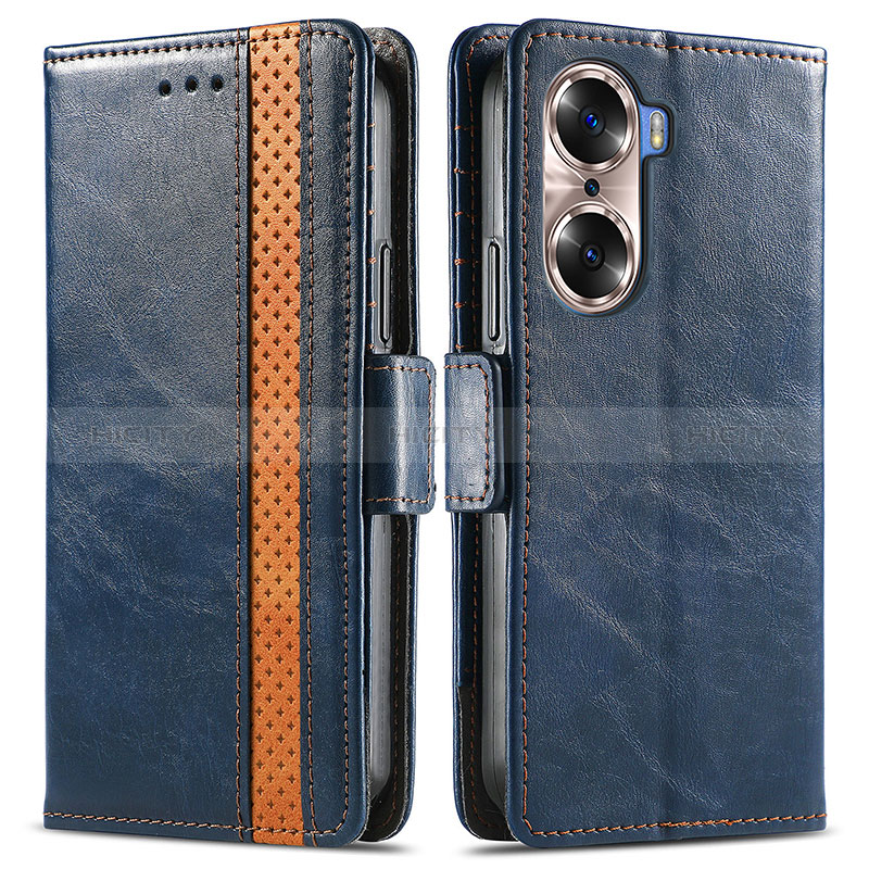 Coque Portefeuille Livre Cuir Etui Clapet S02D pour Huawei Honor 60 5G Bleu Plus