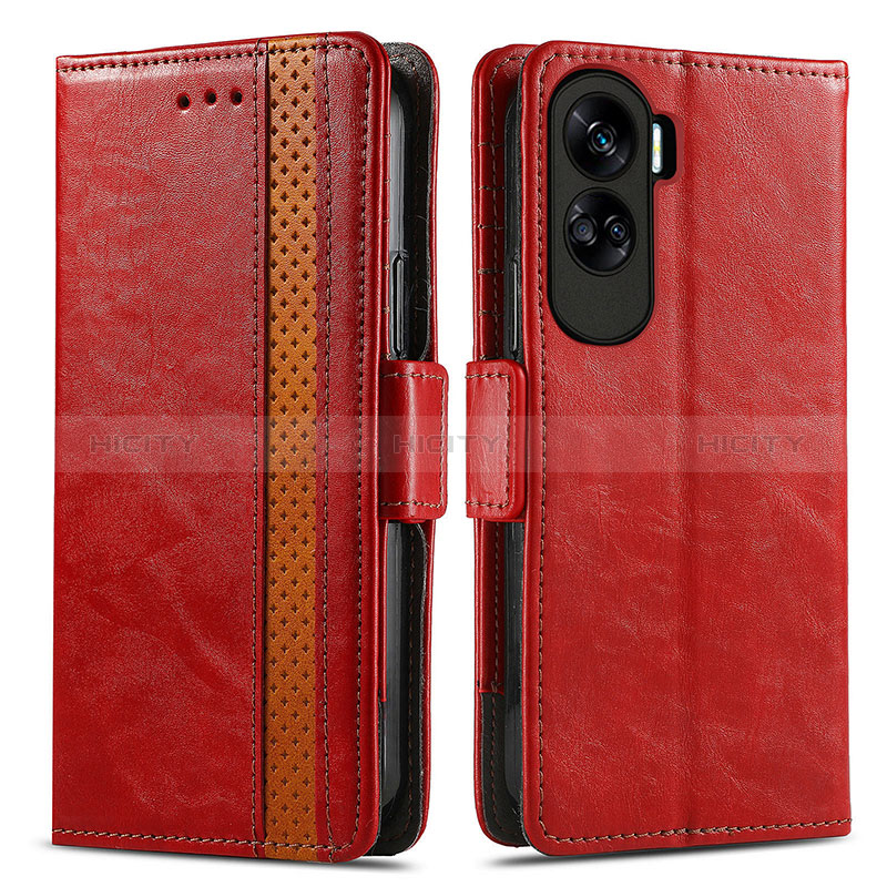 Coque Portefeuille Livre Cuir Etui Clapet S02D pour Huawei Honor 90 Lite 5G Rouge Plus