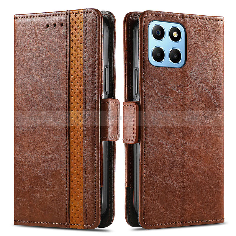 Coque Portefeuille Livre Cuir Etui Clapet S02D pour Huawei Honor X6 5G Marron Plus