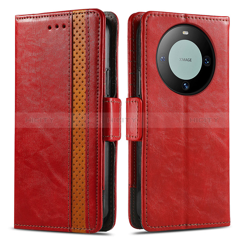 Coque Portefeuille Livre Cuir Etui Clapet S02D pour Huawei Mate 60 Pro Rouge Plus