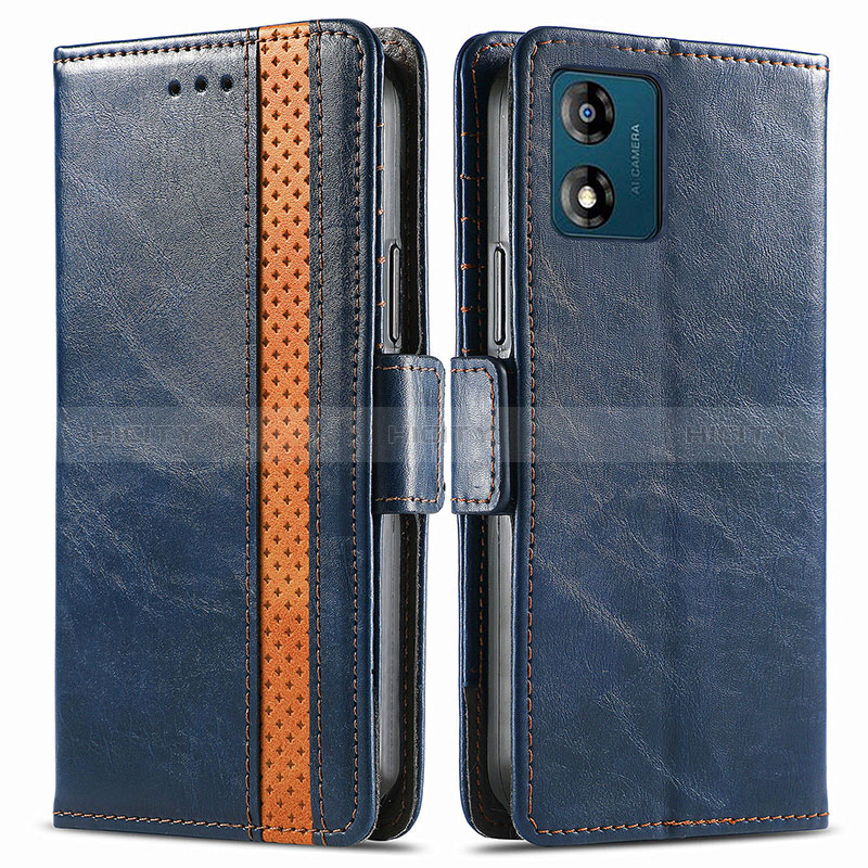 Coque Portefeuille Livre Cuir Etui Clapet S02D pour Motorola Moto E13 Bleu Plus