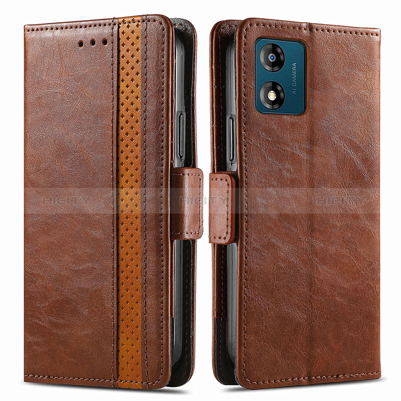 Coque Portefeuille Livre Cuir Etui Clapet S02D pour Motorola Moto E13 Marron Plus