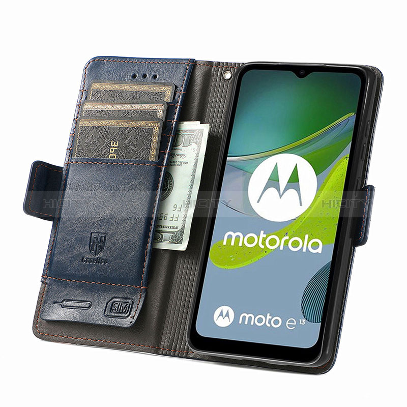 Coque Portefeuille Livre Cuir Etui Clapet S02D pour Motorola Moto E13 Plus