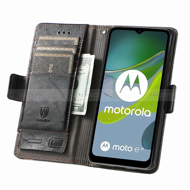 Coque Portefeuille Livre Cuir Etui Clapet S02D pour Motorola Moto E13 Plus