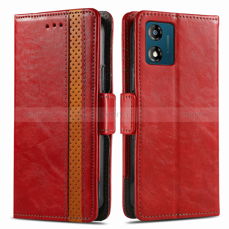 Coque Portefeuille Livre Cuir Etui Clapet S02D pour Motorola Moto E13 Rouge Plus