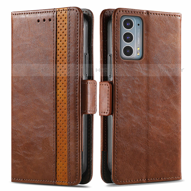 Coque Portefeuille Livre Cuir Etui Clapet S02D pour Motorola Moto Edge Lite 5G Marron Plus