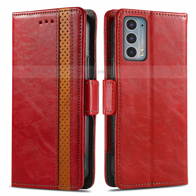 Coque Portefeuille Livre Cuir Etui Clapet S02D pour Motorola Moto Edge Lite 5G Rouge Plus