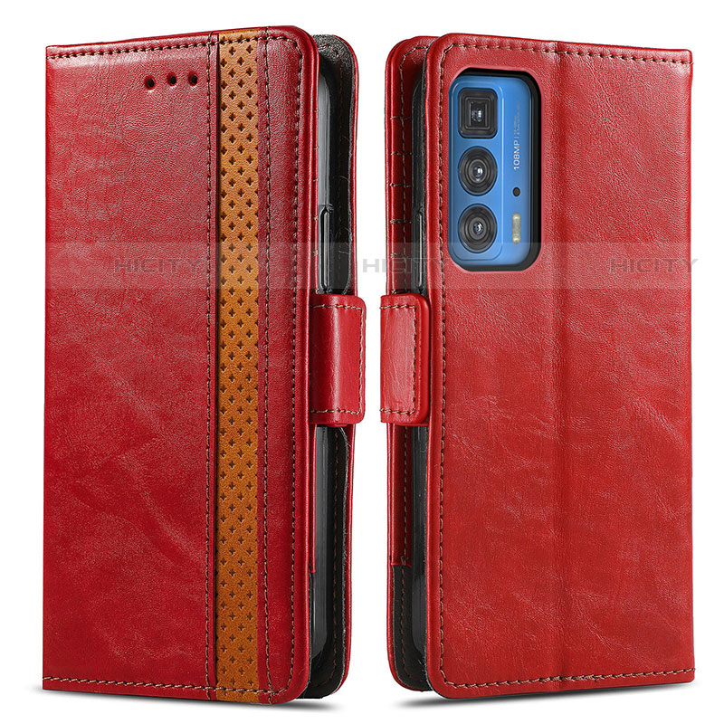 Coque Portefeuille Livre Cuir Etui Clapet S02D pour Motorola Moto Edge S Pro 5G Rouge Plus