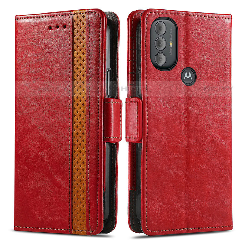 Coque Portefeuille Livre Cuir Etui Clapet S02D pour Motorola Moto G Play (2023) Rouge Plus