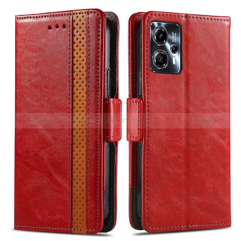 Coque Portefeuille Livre Cuir Etui Clapet S02D pour Motorola Moto G23 Rouge Plus