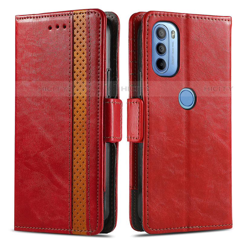 Coque Portefeuille Livre Cuir Etui Clapet S02D pour Motorola Moto G31 Rouge Plus