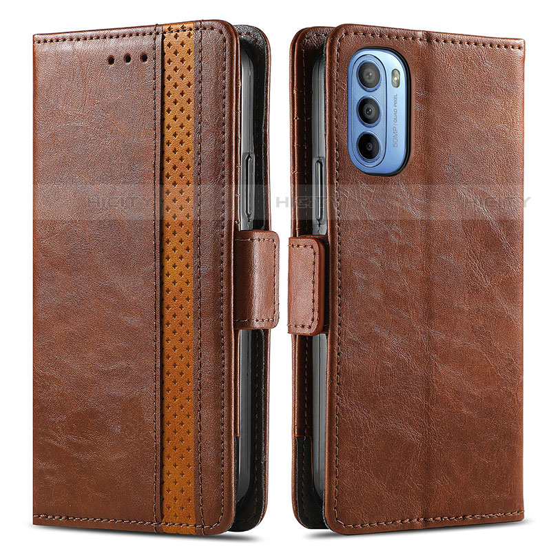 Coque Portefeuille Livre Cuir Etui Clapet S02D pour Motorola Moto G41 Marron Plus