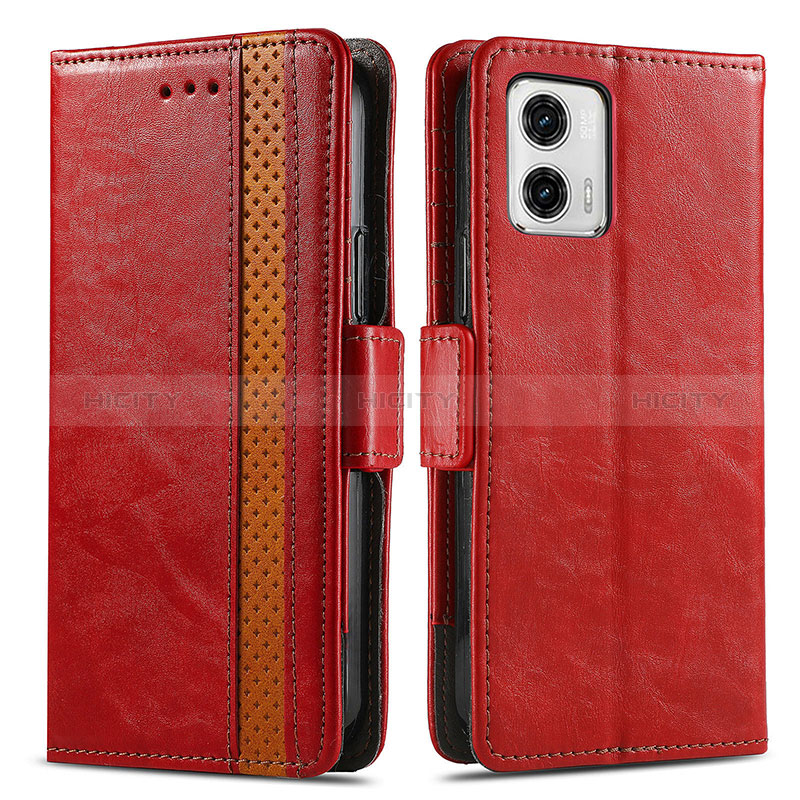 Coque Portefeuille Livre Cuir Etui Clapet S02D pour Motorola Moto G73 5G Rouge Plus