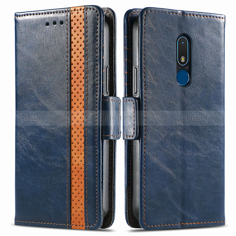 Coque Portefeuille Livre Cuir Etui Clapet S02D pour Nokia C3 Bleu Plus